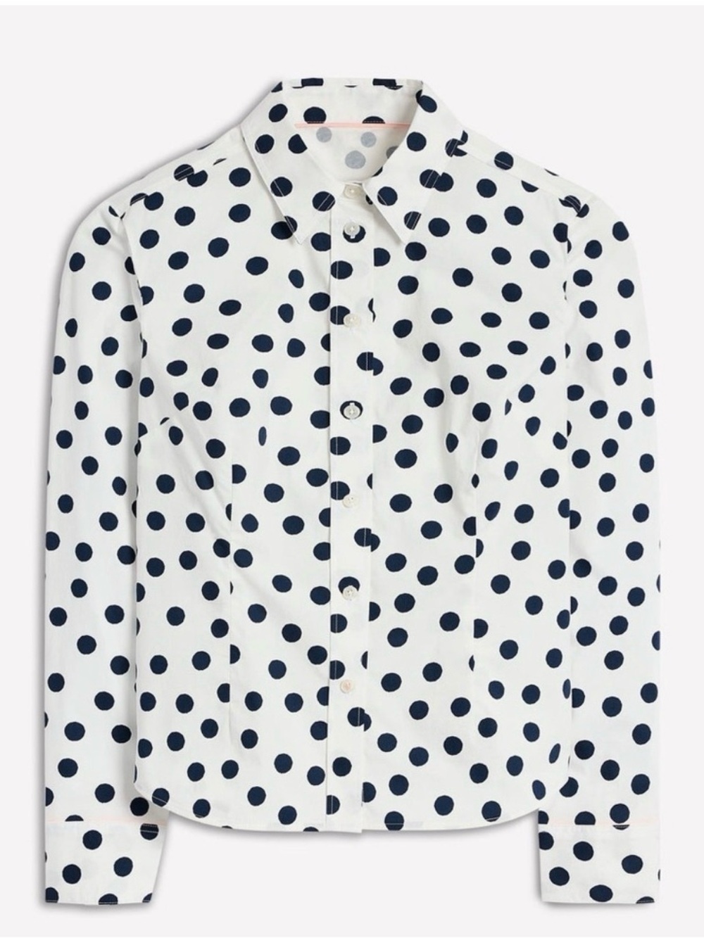 Boden Saskia Stretch Cotton Shirt Ivory and Navy, Abstract Dot size 14 R